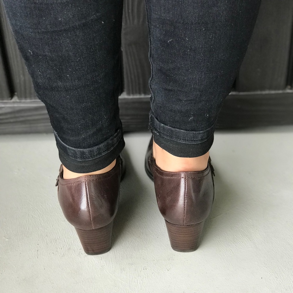 Distressed Leather Kitten Heeled Ankle Loafer Boot - Picture 5 of 5